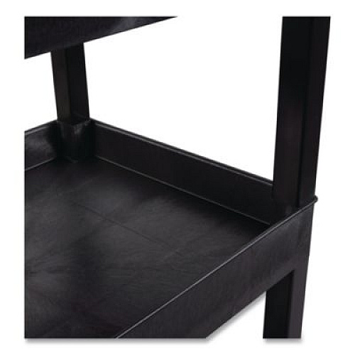 Luxor Tuffy XL Three-Shelf Utility Cart with Tub Shelves, Plastic, 300 lb Capacity, 35" x 18" x 36", Black (EC111B)
