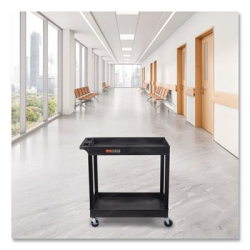 Luxor TUFFY XL Two-Shelf Heavy-Duty Multipurpose Utility Cart, Plastic, 200 lb Capacity, 35 x 18 x 34.25, Black (EC11B)