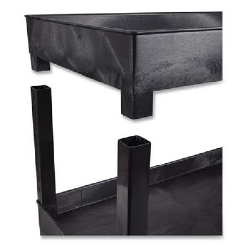 Luxor Tuffy XL Three-Shelf Utility Cart with Tub Shelves, Plastic, 300 lb Capacity, 35" x 18" x 36", Black (EC111B)