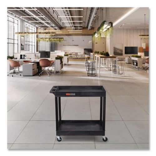 Luxor TUFFY XL Two-Shelf Heavy-Duty Multipurpose Utility Cart, Plastic, 200 lb Capacity, 35 x 18 x 34.25, Black (EC11B)