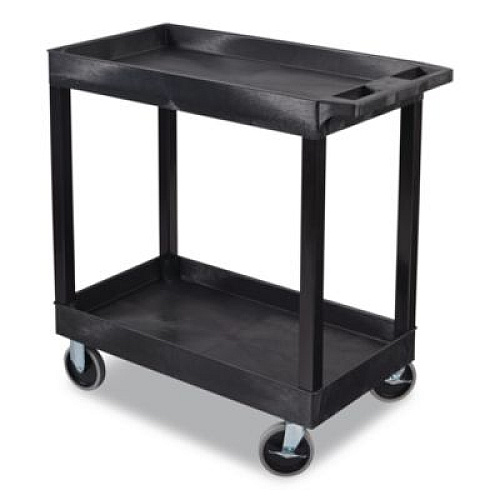 Luxor TUFFY XL Two-Shelf Heavy-Duty Multipurpose Utility Cart, Plastic, 200 lb Capacity, 35 x 18 x 34.25, Black (EC11B)