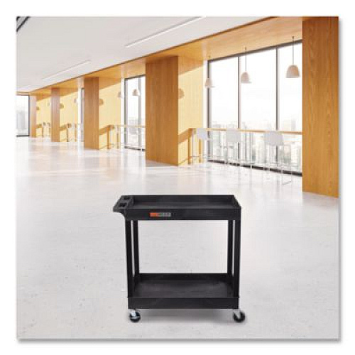 Luxor TUFFY XL Two-Shelf Heavy-Duty Multipurpose Utility Cart, Plastic, 200 lb Capacity, 35 x 18 x 34.25, Black (EC11B)