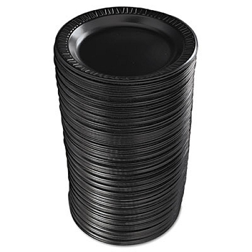Quiet Classic Laminated Foam Dinnerware, Plate, 9" dia, Black, 125/Pack, 4 Packs/Carton
