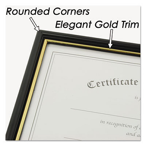 nudell Plastic Framed Award Certificate 8.50" x 11" Frame Size - Rectangle - Hanger - Plastic - Gold, Black - 1 Each (19210)