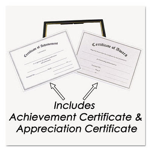 nudell Plastic Framed Award Certificate 8.50" x 11" Frame Size - Rectangle - Hanger - Plastic - Gold, Black - 1 Each (19210)