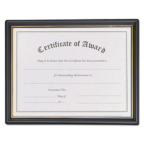 nudell Plastic Framed Award Certificate 8.50" x 11" Frame Size - Rectangle - Hanger - Plastic - Gold, Black - 1 Each (19210)