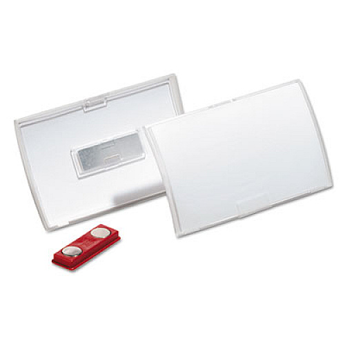 Durable Click-Fold Convex Name Badge Holder, Double Magnets, 3 3/4 x 2 1/4, Clear, 10/Pk 2.9" Height x 3.8" Width x 0.3" Depth - Polypropylene - Clear - 10 / Pack (821519)