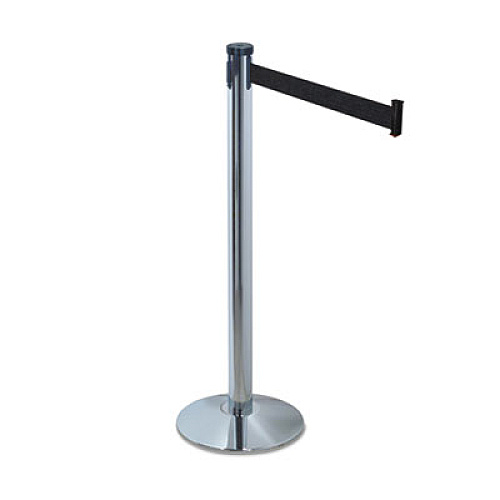 Tatco Adjusta-Tape Crowd Control Stanchion Base Only, Polished Aluminum, 14" Diameter, Silver, 2/Box Chrome - Cast Iron - 2 / Box (11501)