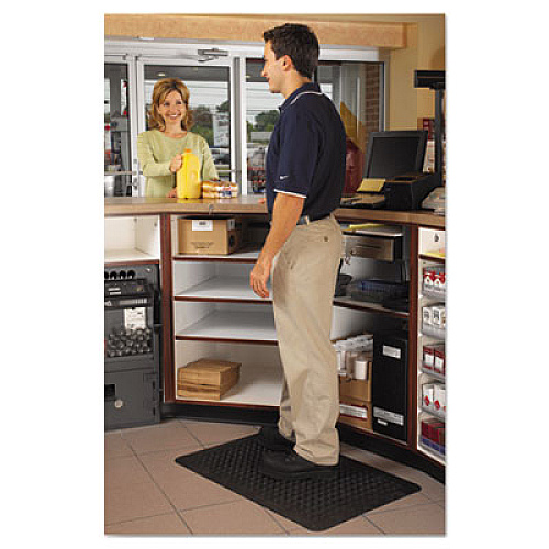 Guardian Flex Step Rubber Anti-Fatigue Mat, Polypropylene, 24 x 36, Black Indoor - 24" Length x 36" Width x 0.370" Thickness - Polypropylene - Black - 1 Each (24020300)