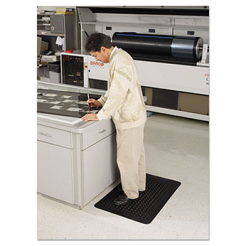 Guardian Flex Step Rubber Anti-Fatigue Mat, Polypropylene, 24 x 36, Black Indoor - 24" Length x 36" Width x 0.370" Thickness - Polypropylene - Black - 1 Each (24020300)