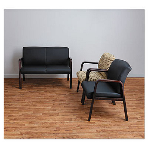 Alera Reception Lounge WL Series Guest Chair, 24.21" x 24.8" x 32.67", Tan Seat, Tan Back, Mahogany Base (ALERL4351M)