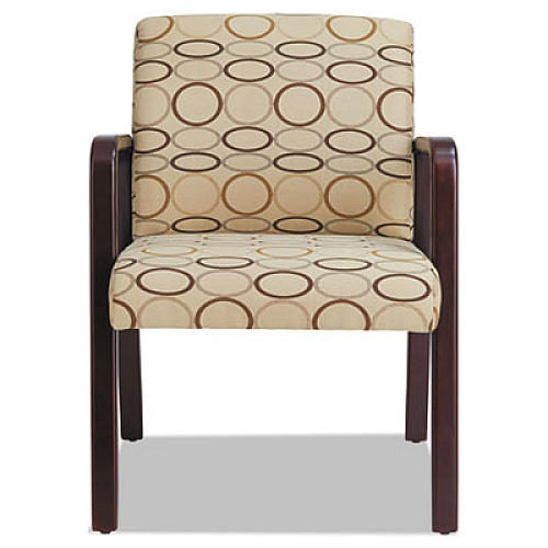 Alera Reception Lounge WL Series Guest Chair, 24.21" x 24.8" x 32.67", Tan Seat, Tan Back, Mahogany Base (ALERL4351M)