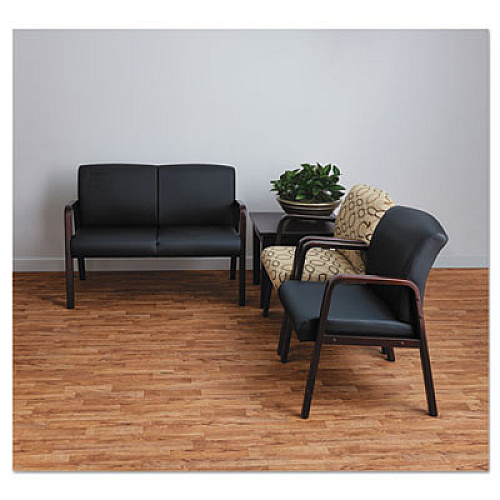 Alera Reception Lounge WL Series Guest Chair, 24.21" x 24.8" x 32.67", Tan Seat, Tan Back, Mahogany Base (ALERL4351M)