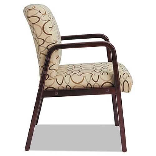 Alera Reception Lounge WL Series Guest Chair, 24.21" x 24.8" x 32.67", Tan Seat, Tan Back, Mahogany Base (ALERL4351M)