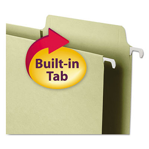 Smead FasTab Box Bottom Hanging Folders, Letter Size, 1/3-Cut Tabs, Moss, 20/Box 8 1/2" x 11" - 2" Expansion - Top Tab Location - Assorted Tab Position - 11 pt. - 2 Plys - Moss - Reinforced Tab - 10% Recycled - 20 / Box (64201)