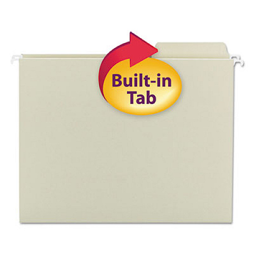 Smead FasTab Box Bottom Hanging Folders, Letter Size, 1/3-Cut Tabs, Moss, 20/Box 8 1/2" x 11" - 2" Expansion - Top Tab Location - Assorted Tab Position - 11 pt. - 2 Plys - Moss - Reinforced Tab - 10% Recycled - 20 / Box (64201)
