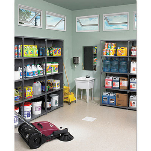 Closed Commercial Steel Shelving, Five-Shelf, 36w x 12d x 75h, Medium Gray