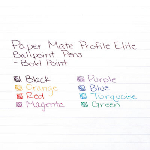 Paper Mate Profile Elite Retractable Ballpoint Pen, Bold 1.4mm, Black Ink, Black Barrel (1776372)