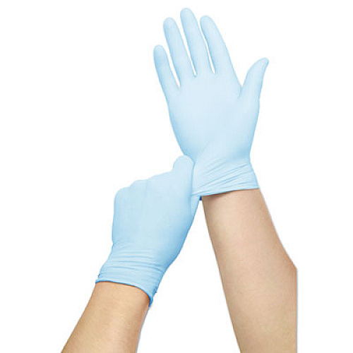 Curad Powder-free Nitrile Disposable Exam Gloves 9.50" Glove Length - Large Size - Full-Textured Design - Blue - Latex-free, Non-sterile, Chemical Resistant - For Medical - 150 / Box (CUR9316)
