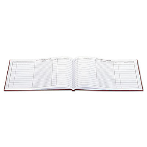 Wilson Jones Visitor Register Book, 5 Column Format, Red Cover, 10.5 x 8.5 Sheets, 112 Sheets/Book (S490)