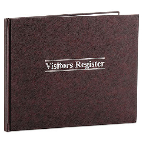 Wilson Jones Visitor Register Book, 5 Column Format, Red Cover, 10.5 x 8.5 Sheets, 112 Sheets/Book (S490)