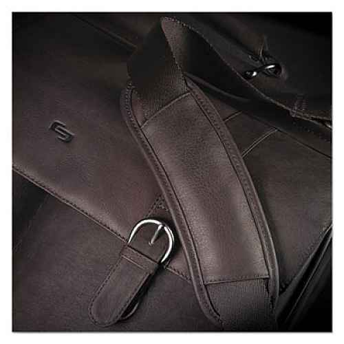 SOLO Executive Leather Briefcase, Fits Devices Up to 16", Leather, 16.5 x 5 x 13, Espresso (D5353)