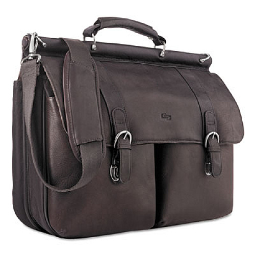 SOLO Executive Leather Briefcase, Fits Devices Up to 16", Leather, 16.5 x 5 x 13, Espresso (D5353)