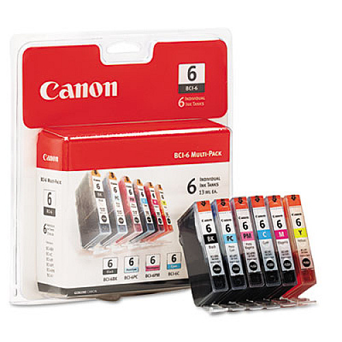 4705A018 (BCI-6) Ink, 370 Page-Yield, Black/Cyan/Magenta/Photo Cyan/Photo Magenta/Yellow, 6/Pack