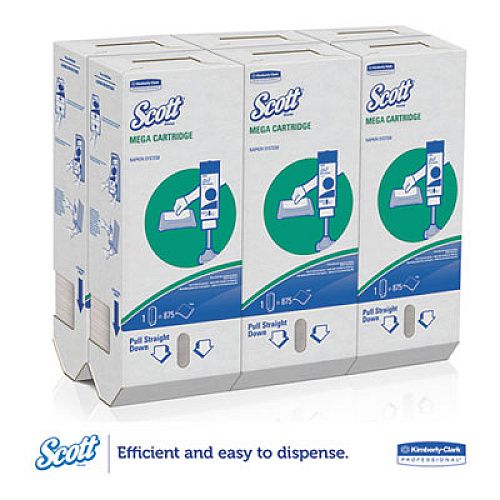 Scott MegaCartridge Napkins, 1-Ply, 8 2/5 x 6 1/2, White, 875/Pack, 6 Packs/Carton