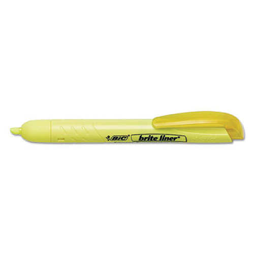 BIC Brite Liner Retractable Highlighter, Assorted Ink Colors, Chisel Tip, Assorted Barrel Colors, 5/Set (BLRP51ASST)