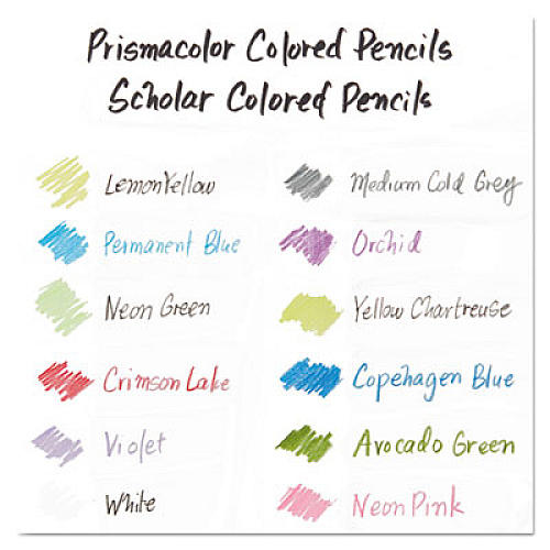 Prismacolor Scholar Colored Pencil Set, 3 mm, HB (#2), Assorted Lead and Barrel Colors, 48/Pack (92807)