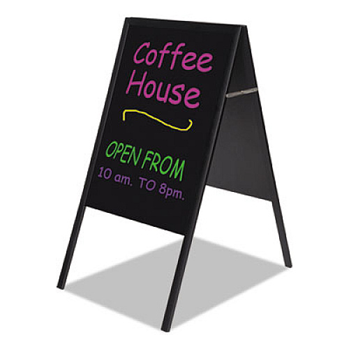 MasterVision Magnetic Wet Erase Board, 25 x 35, 45" Tall, Black Surface, Black Wood Frame 32" Board Height x 21" Board Width - Black Melamine Surface - Black Wood Frame - 1 Each (DKT30505042)