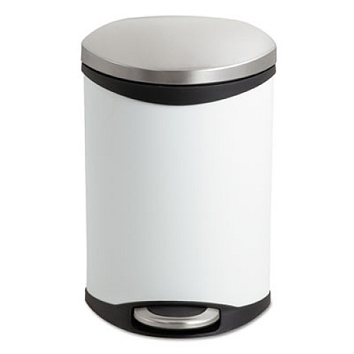 Step-On Medical Receptacle, 3 gal, Steel, White