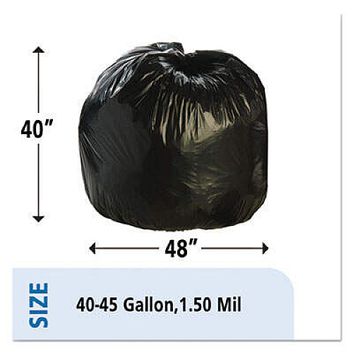 AbilityOne 8105013862329, SKILCRAFT Recycled Content Trash Can Liners, 45 gal, 1.5 mil, 40" x 48", Black/Brown, 100/Carton