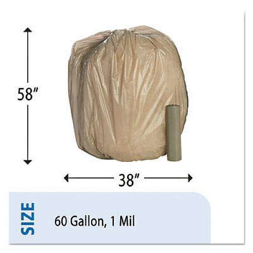 AbilityOne 8105015171364, SKILCRAFT Trash Can Liner Linear Low Density Coreless Rolls, 60 gal, 1 mil, 38" x 58", Gray, 100/Box