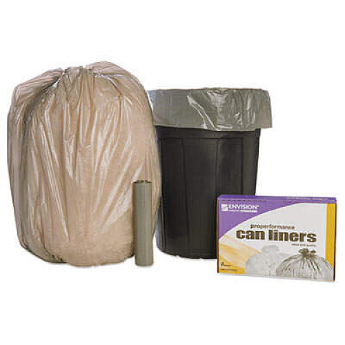 AbilityOne 8105015171364, SKILCRAFT Trash Can Liner Linear Low Density Coreless Rolls, 60 gal, 1 mil, 38" x 58", Gray, 100/Box