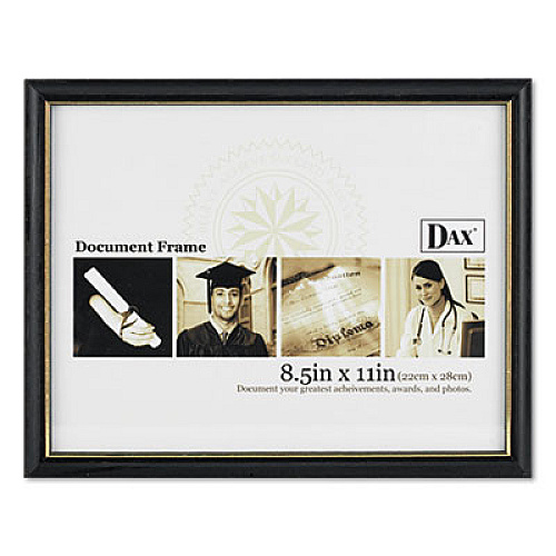 DAX Two-Tone Document/Diploma Frame, Wood, 8.5 x 11, Black with Gold Leaf Trim (N17981BT)