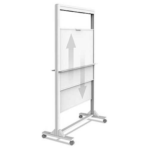 Motion Dual-Track Mobile Magnetic Dry-Erase Easel, 40.5 x 34, White Surface, White Aluminum Frame