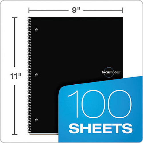 TOPS FocusNotes Notebook, 1-Subject, Lecture/Cornell Rule, Blue Cover, (100) 11 x 9 Sheets (90223)