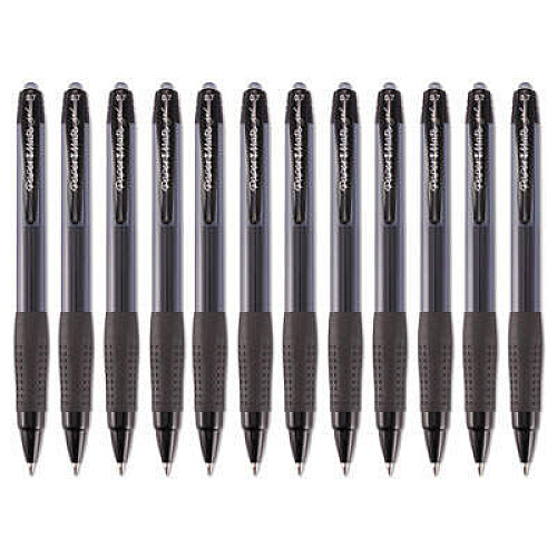 Paper Mate Retractable Gel Pen, Bold 1mm, Black Ink, Translucent Black Barrel, Dozen PEN,GEL,BOLD PT,1.0MM,BK (1753365)