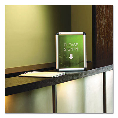Quartet Clip-Frame Aluminum Sign Holder, 8.5 x 11, Silvertone Frame (CF8511)