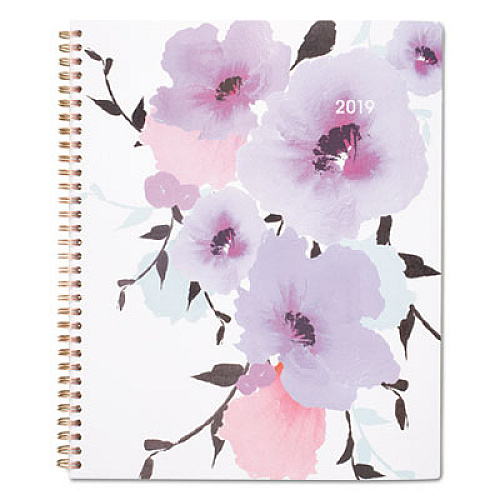 Cambridge Mina Weekly/Monthly Planner, Floral Artwork, 11 x 8.5, White/Violet/Peach Cover, 12-Month (Jan to Dec): 2026 (1134905)