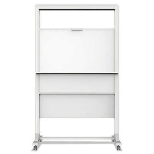 Motion Dual-Track Mobile Magnetic Dry-Erase Easel, 40.5 x 34, White Surface, White Aluminum Frame