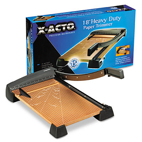 Heavy-Duty Wood Base Guillotine Trimmer, 15 Sheets, 18" Cut Length, 12 x 18
