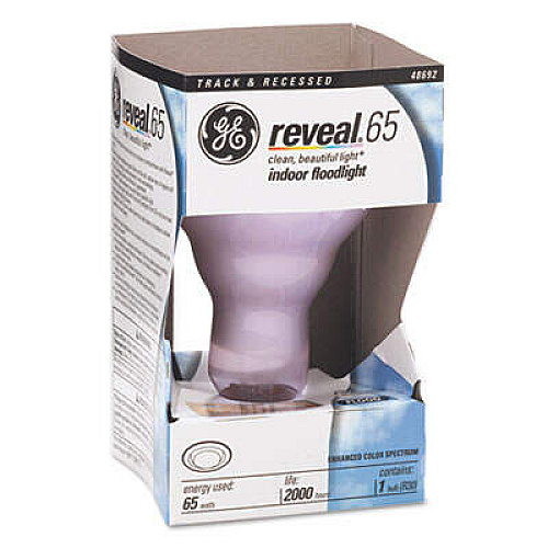 GE Incandescent Reveal BR30 Light Bulb, 65 W 65 W - 120 V AC - 510 lm - BR30 Size - Soft White Light Color - E26 Base - 2000 Hour - 4310.3&deg;F (2376.8&deg;C) Color Temperature - 1 Each (48692)
