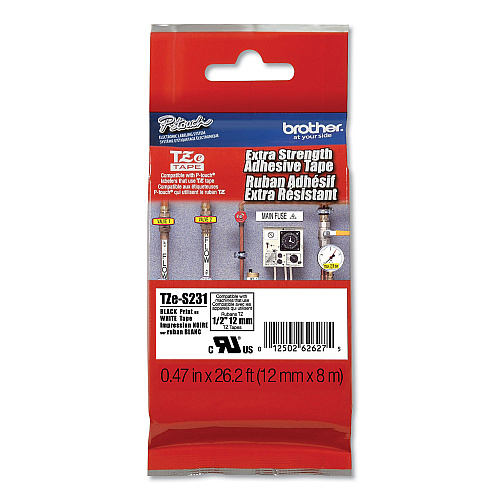 Brother TZe Extra-Strength Adhesive Laminated Labeling Tape, 0.47 - 2 Pack
