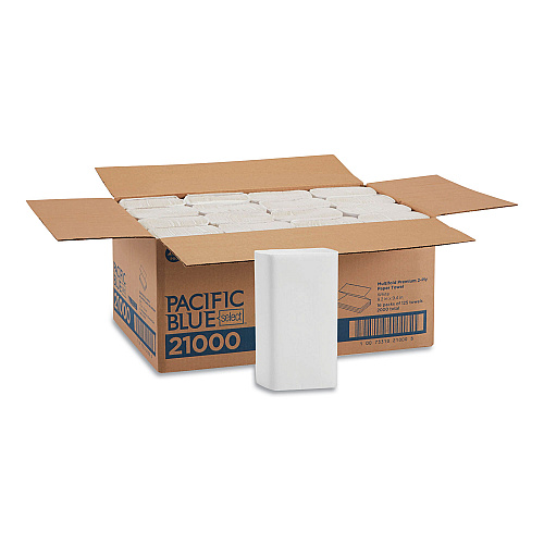 Georgia Pacific Professional Blue Select Multi-Fold 2 Ply Paper Towel, 9.2 x 9.4, White, 125/Pack, 16 Packs/Carton (21000) - 3 Pack