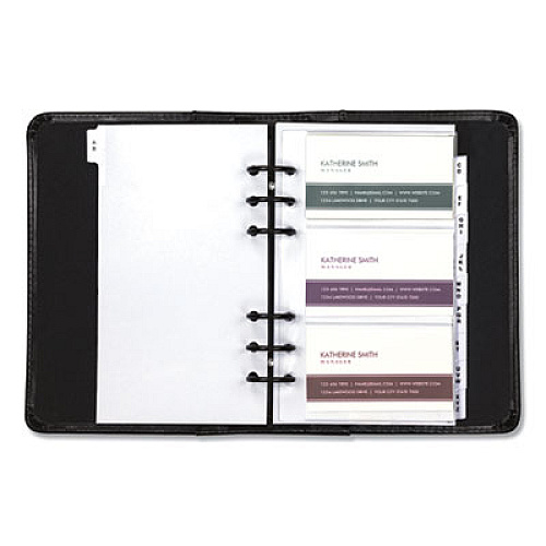 Samsill Regal Leather Business Card Binder, Holds 120 2 x 3.5 Cards, 5.75 x 7.75, Black 120 Capacity - 6-ring Binding - Refillable - Black Leather Cover (81270)