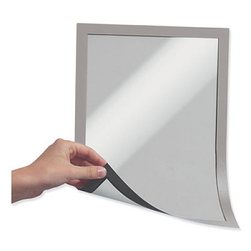 Durable DURAFRAME Magnetic Sign Holder, 5.5 x 8.5, Silver Frame, 2/Pack 5.50" Holding Width x 8.50" Holding Height - Magnetic, Anti-glare, Four Sided, Sturdy - Plastic - Silver - 2 / Pack (472123)