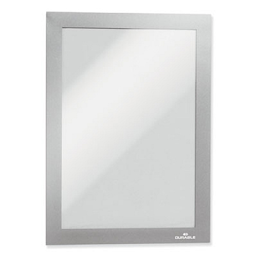 Durable DURAFRAME Magnetic Sign Holder, 5.5 x 8.5, Silver Frame, 2/Pack 5.50" Holding Width x 8.50" Holding Height - Magnetic, Anti-glare, Four Sided, Sturdy - Plastic - Silver - 2 / Pack (472123)